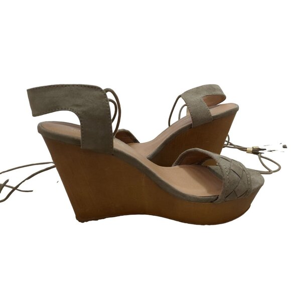 Altard State Platform Wedge Sandal Womens 8.5 Boho Y2K Gypsy Taupe Gray Strappy - Picture 7 of 11